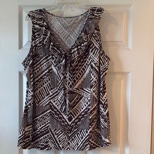 Merona Sleeveless Ruffled Tie Front Blouse Brown and Cream